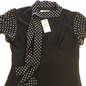 Michael Kors Grommeted Georgette Tie-Neck Dress